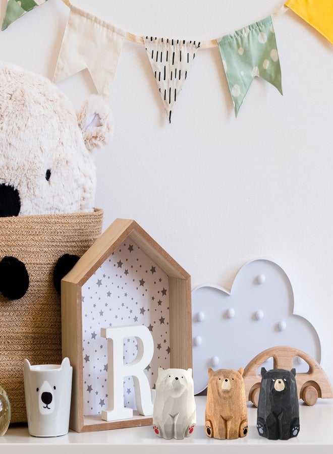 Lineshading 3 Pcs Mini Wooden Bears Figurines Handmade Carved Small Wooden Black Brown Bear Statue Miniature Ornament Christmas Bear Decor for Bedroom Playroom Gift(Standing,2 x 1.2 x 1.4 Inch) - Image 5